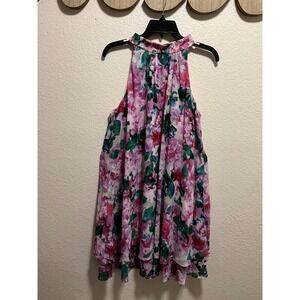 Eliza J Floral Print Halter Neck Layered Dress Women Size 12
